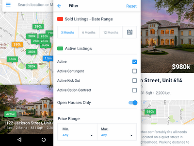 Android Filters android clean design filters map mobile real estate search ui ux