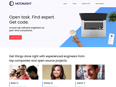 Moonlight Work developer engineering landing page moonlight moonlight work moonlighter remote work web design