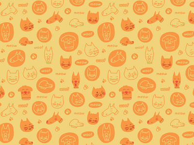 Doodle Pets Pattern cat cute dog doodle fun happy kitty pattern pet smile