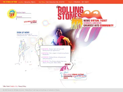 The Rolling Stones band entertainment music redesign rolling stones web