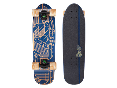 Birds Deco Longboard Design bird birds deco flat longboard monoline skateboard skateboarding two tone