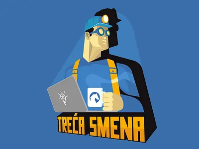 Third Shift character coffee cup developers illustration laptop macbook miner retro vintage worker