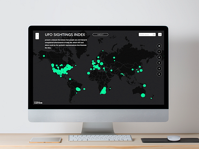 UFO sightings Index mockup alien data desktop green interaction map ufo ui ux website