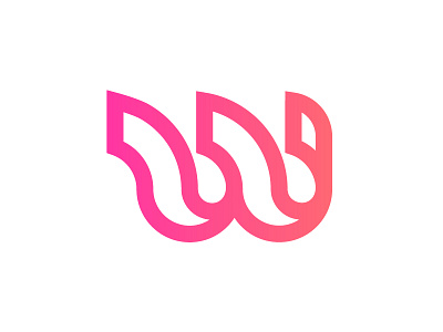 W monogram brand branding identity flow gradient curves icon mark logo letter lettering vv w monogram symbol