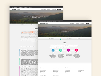 Blackboard Website Refresh grids landing page ui web web design