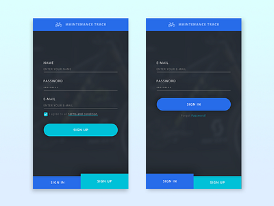 Sign Up | Sign In bicycle bike element flat icon log in user maintenance sign up sign in ui