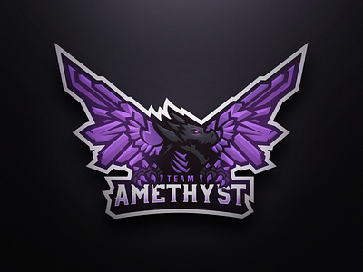 Team Amethyst Mascot Logo amethyst branding dragon esports esports logo gaming gaming logo mascot mascot logo sports wings