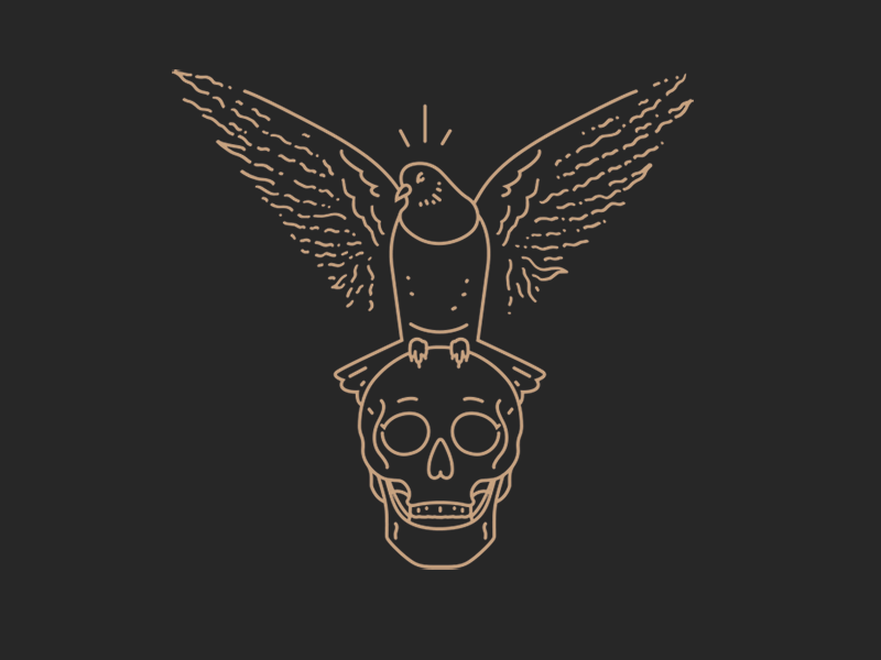 Pigeon wrath fire flames gif gold grey illustration pigeon skull