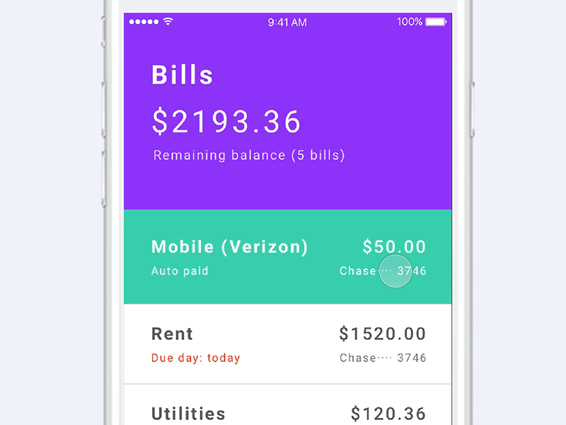 Bill management motion app bill finance motion principle