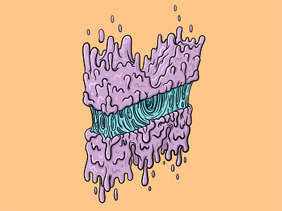 "M" for 36 Days of Type 80s drippy goo gravity grime gum m orange purple slime typography