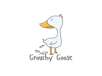 Grouchy goose character illustration logo concept