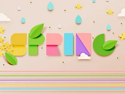 Spring clouds drop illustration leaf paper spring