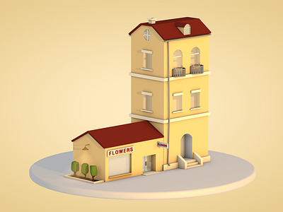 Low Poly Apartment & Shop 3d building c4d cinema 4d house low poly miniature shop youtube