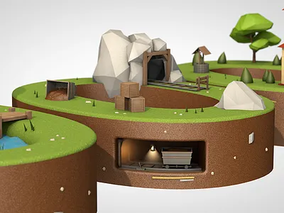 Low Poly Mine Island 3d c4d cinema 4d island low poly mine miniature youtube