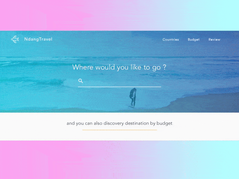 Landing page - Exploration animated app budget gif interaction design landingpage motion parallax search shot travel trending