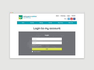 EYNP - Website Design - Login branding children design food healthy nutrition ui web website design