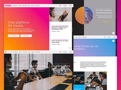 Strata Index aerial gradient grid hand labs news pixel platform slide sphere website