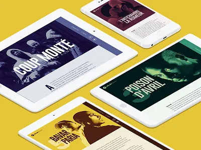 Website "Le coup monté de la Rumeur" desktop illustration ipad iphone portrait responsive webdesign