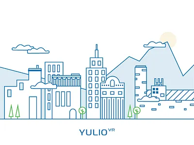 City Cover Illustration blueprint city illustration line drawing sun vr yulio