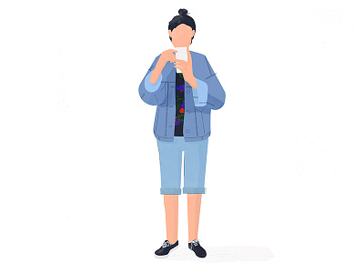 Jean Jacket Guy alvz boy casual freelance guy illo illustration jean jacket man man bun tourist