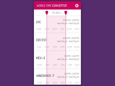 Daily UI, Week Ten, Day 4 - Time Converter am city color converter grey numbers pin pink pm range time violet