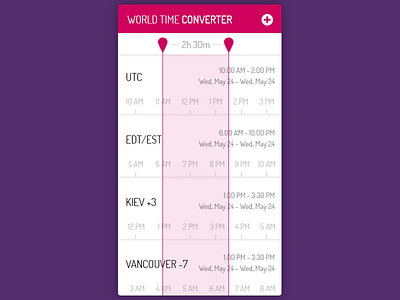 Daily UI, Week Ten, Day 4 - Time Converter am city color converter grey numbers pin pink pm range time violet