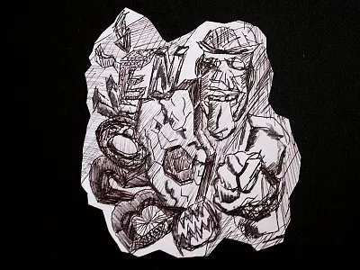 Broken black freestyle scribble white