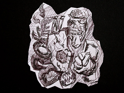 Broken black freestyle scribble white