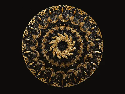 † Mandala † 3d billelis black engraved gold ornate pattern skull statue tattoo vector