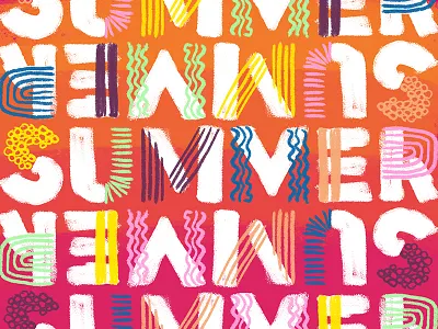 Hello Dribbble - Summer Debut beach bright colors lettering pattern summer sunset texture type typography