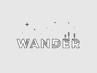 Wander discover explore monoline simplicity stars trees wander