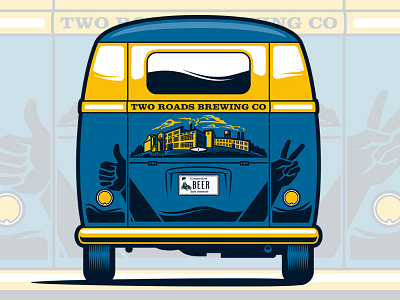 Two Roads Brewing VW Bus bus illustration two roads brewing volkswagen vw
