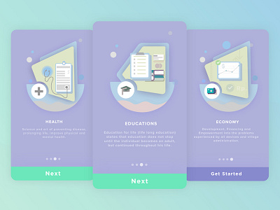 Onboarding Society app economy education health mobile multicolor onboarding signup society
