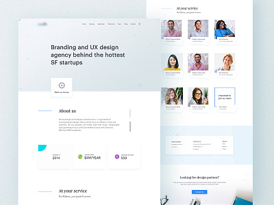 Agency Landing Page About Us Exploration design flat grid menu navigation portfolio print site typography ui web