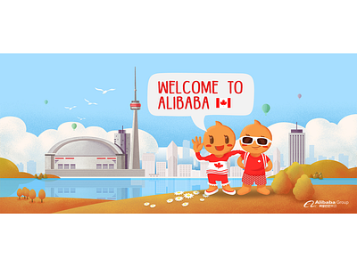 Canada illustration painting，alibaba，canada ui vector