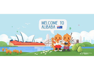 Australia illustration painting，alibaba，australia ui vector