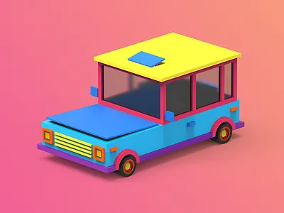 2/4 Car 3d c4d clayrender color gamedev indiegame lowpoly makedev render tolitt