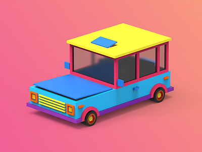 2/4 Car 3d c4d clayrender color gamedev indiegame lowpoly makedev render tolitt