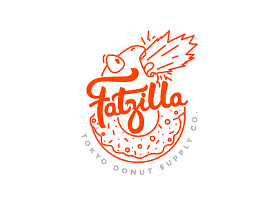 Fatzilla Donut Supply Co. branding character dinosaur donut emotion fire flame fun lettering logo naming type