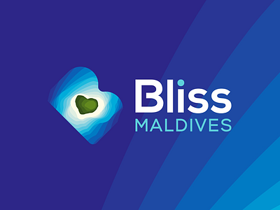 Bliss Maldives, travel agency logo design b bliss cartography contour lines flat 2d geometric heart shape island letter mark monogram logo logo design love maldives ocean palms beach sea waves travel agency traveling travelling vector icon mark symbol