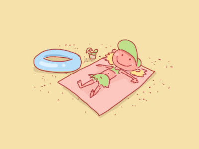 Sunbathing beach fun holiday illustration sand sunbathing