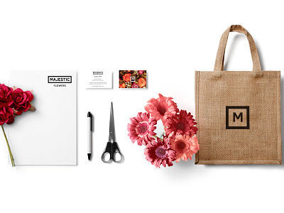 Majestic bag branding florist flowers logo mockup stationery tbt