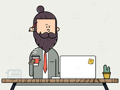 Office Worker character design flat hipster office work