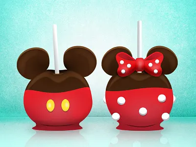 Mickey and Minnie Candy Apples apple candy disney illustrator mickey mouse minnie mouse vector