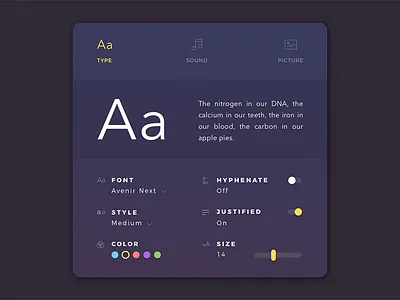 Not Daily UI - Settings animation interaction settings ui