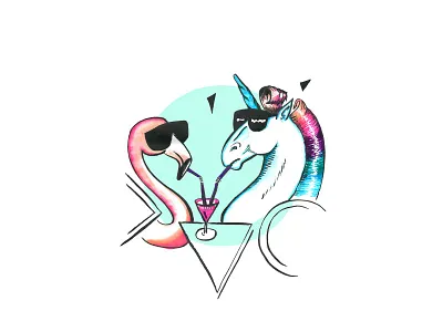 FRI-YAY T-Shirt design flamingo memphis unicorn