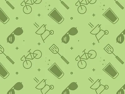 All the Summer Things beer bikes celebration grilling iconography icons illustration monoline pattern summer vector pattern
