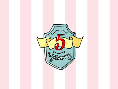 Five Year Anniversary animation anniversary celebration cute five plaque ribbon sparkle stars super77 year