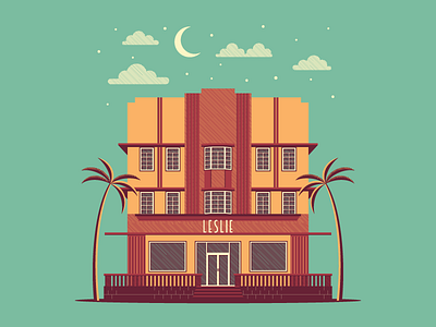 Leslie Hotel art deco design florida graphic design hotel illustration miami