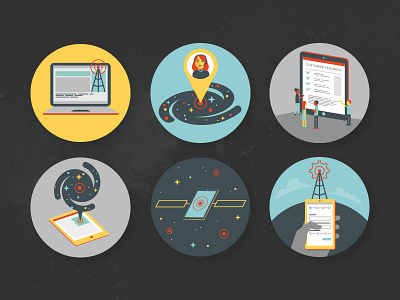 PingPilot Mini Illustrations galaxy illustration marketing nasa satellite space stars